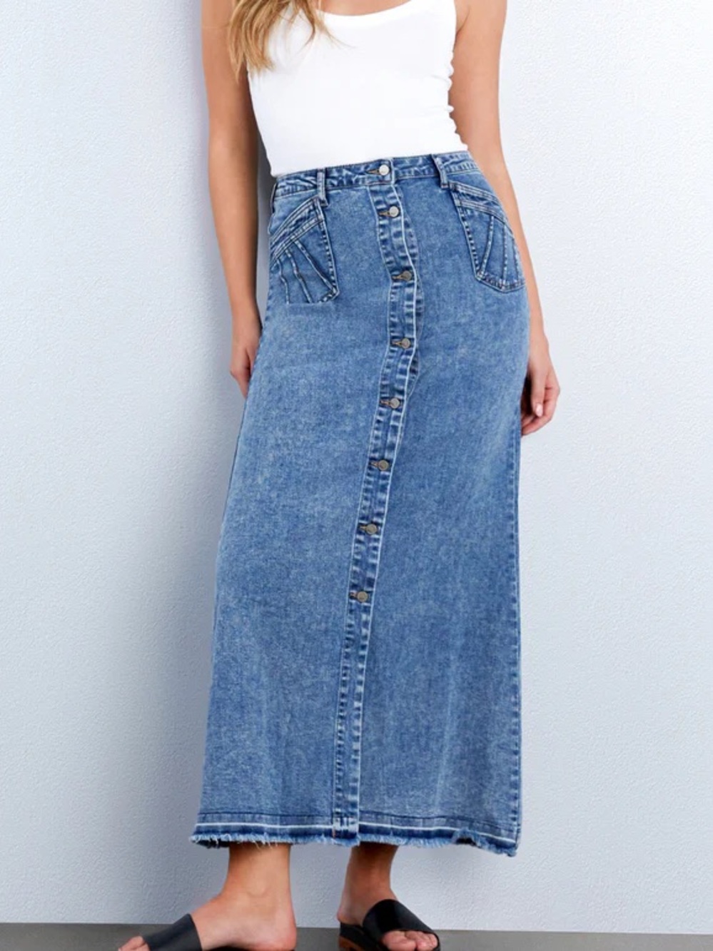 Wash Lab Royal Denim Maxi Skirt size 31